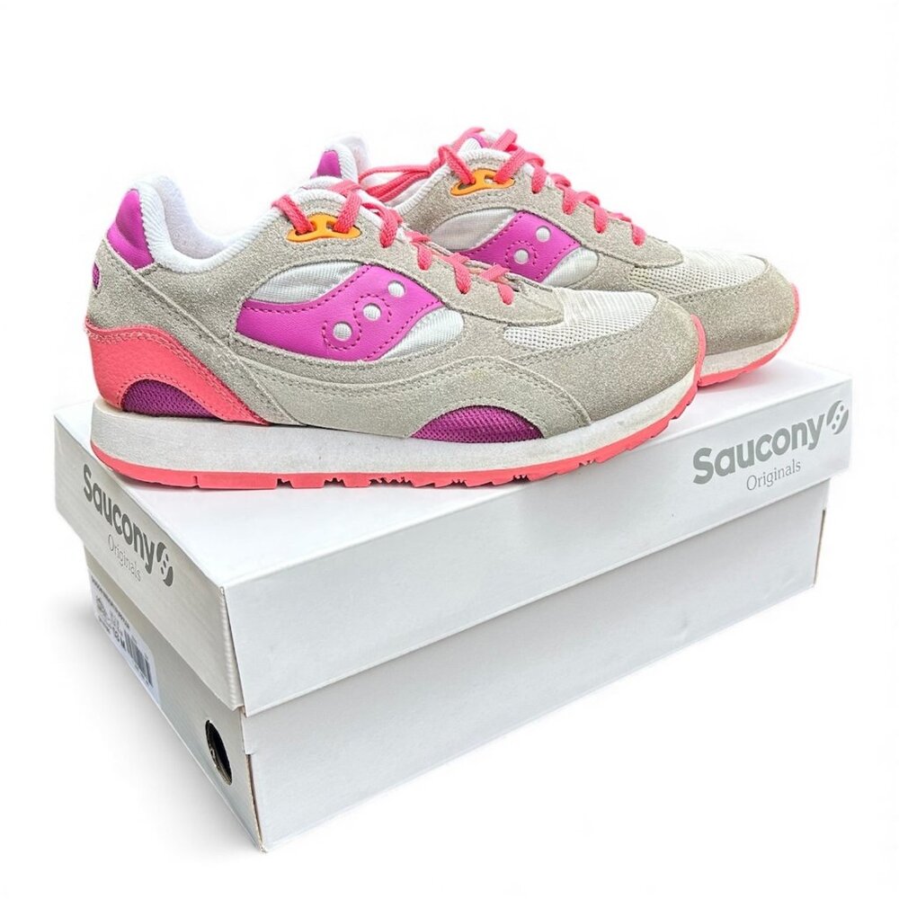 Kid's Saucony Shadow 6000 Shoes - Saucony Originals Size 3 - Gray/Purple/Coral